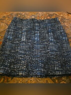 Ann Taylor Textured Blue and Black Mini Skirt